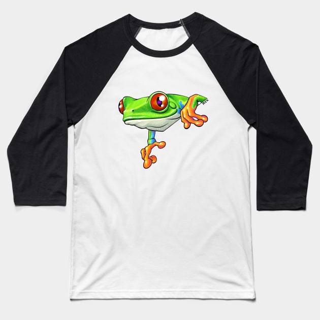 Red Eyed Tree Frog Hanging Out Baseball T-Shirt by RJKpoyp